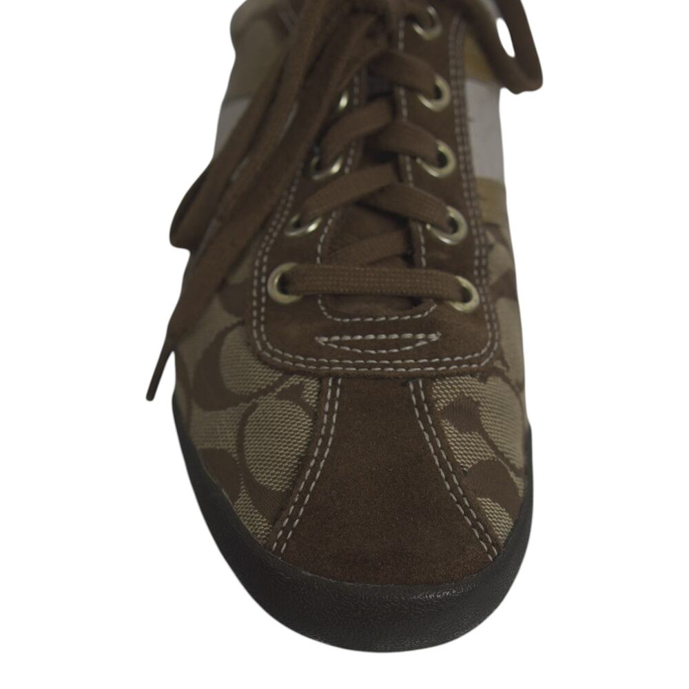 Coach Meagan A1112 Signature C Suede Sneakers Brown Khaki Women’s 9M No Lining - Picture 13 of 15